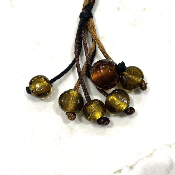 Retro Womens Macrame Brown Black Resin Bead BOHO BOHEMIAN Tie Belt lgth 36-72 " - Picture 4 of 9